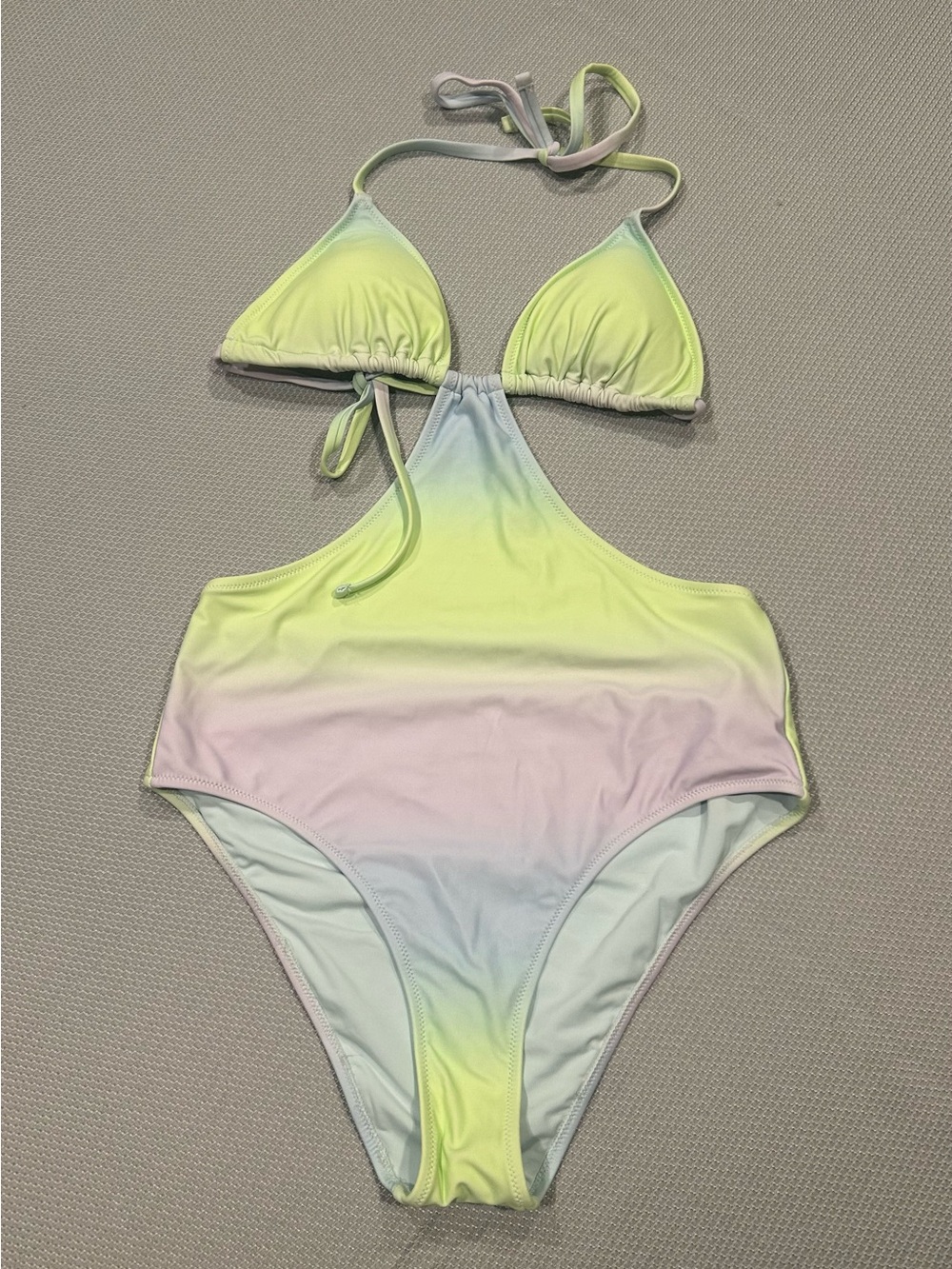 NWOT aerie Pastel Ombré Halter One-Piece Swimsuit - Yellow, Purple, Blue